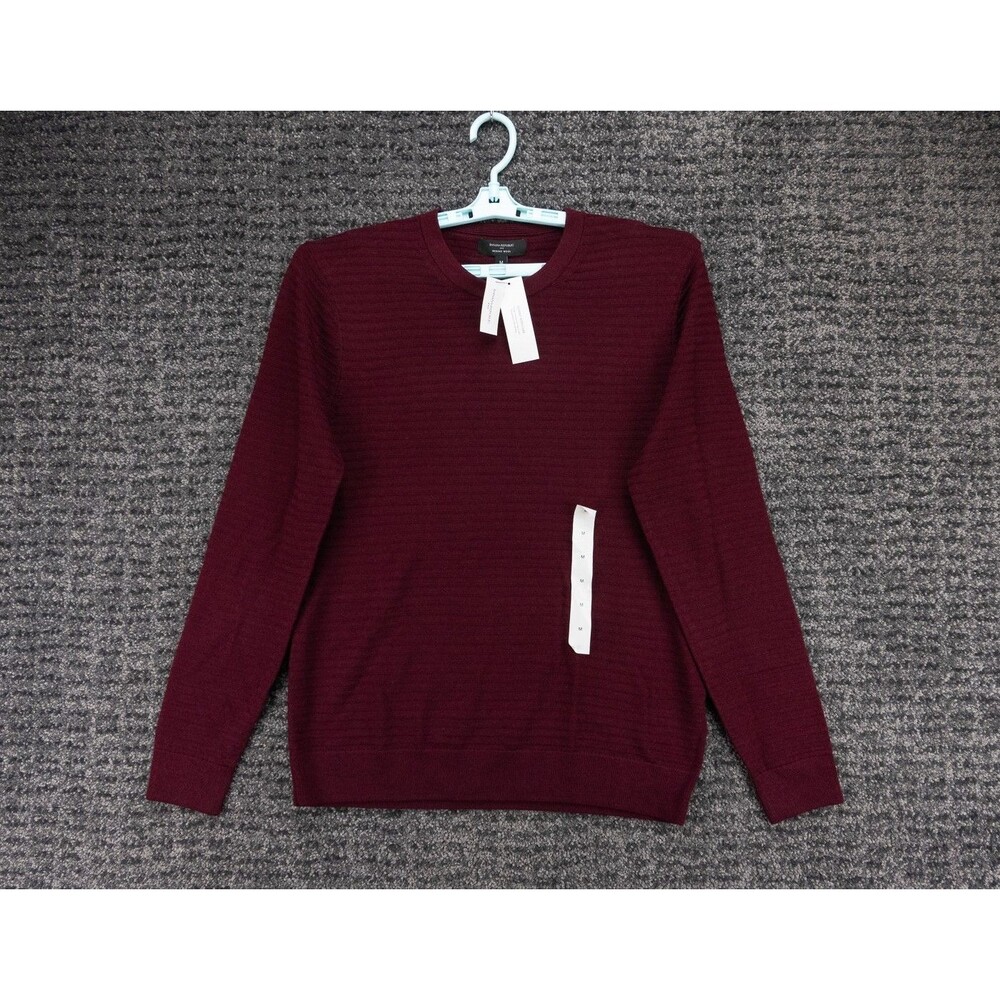 Banana Republic Sweater Mens Medium Maroon Red 100% Merino Wool Pullover NWT